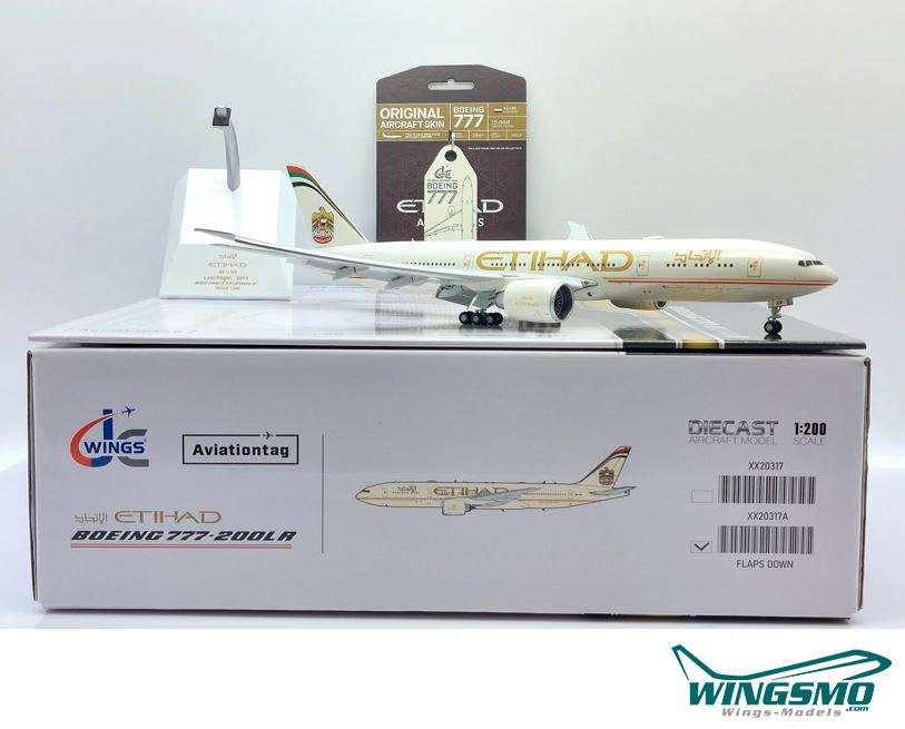 JC Wings Etihad Airways Boeing 777-200LR A6-LRB + Aviationtag XX20317