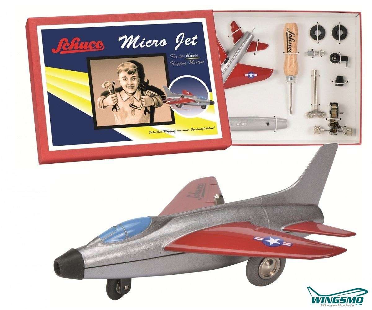 Schuco airplane model tin toy Micro Jet Super Saber F100 assembly box 450178200