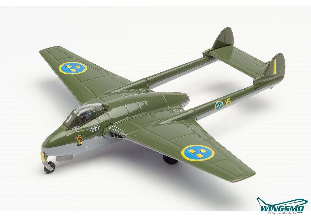 Herpa Wings Royal Swedish Air Force De Havilland Vampire J 28B - F15 580625