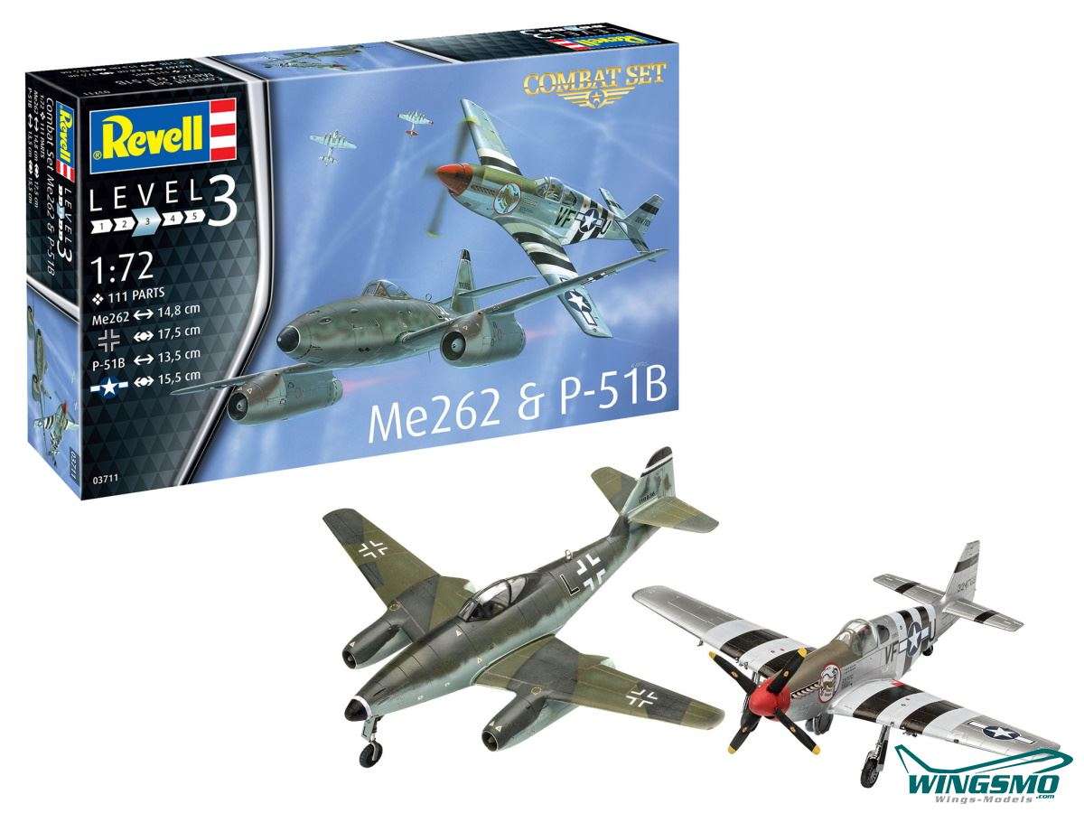 Revell Flugzeuge Combat Set Messerschmitt Me262 &amp; P-51B Mustang 1:72 03711