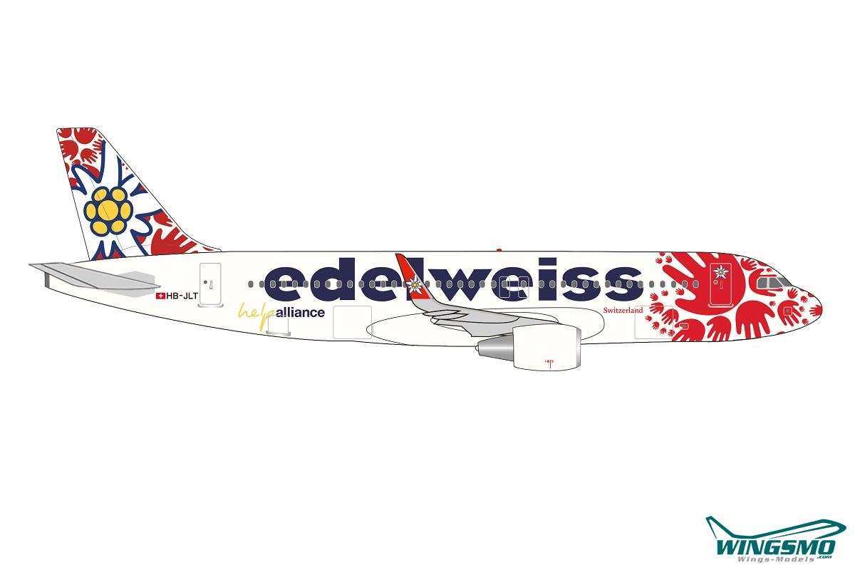 Herpa Wings Edelweiss Air Airbus A320 &quot;Help Alliance&quot; HB-JLT 537650
